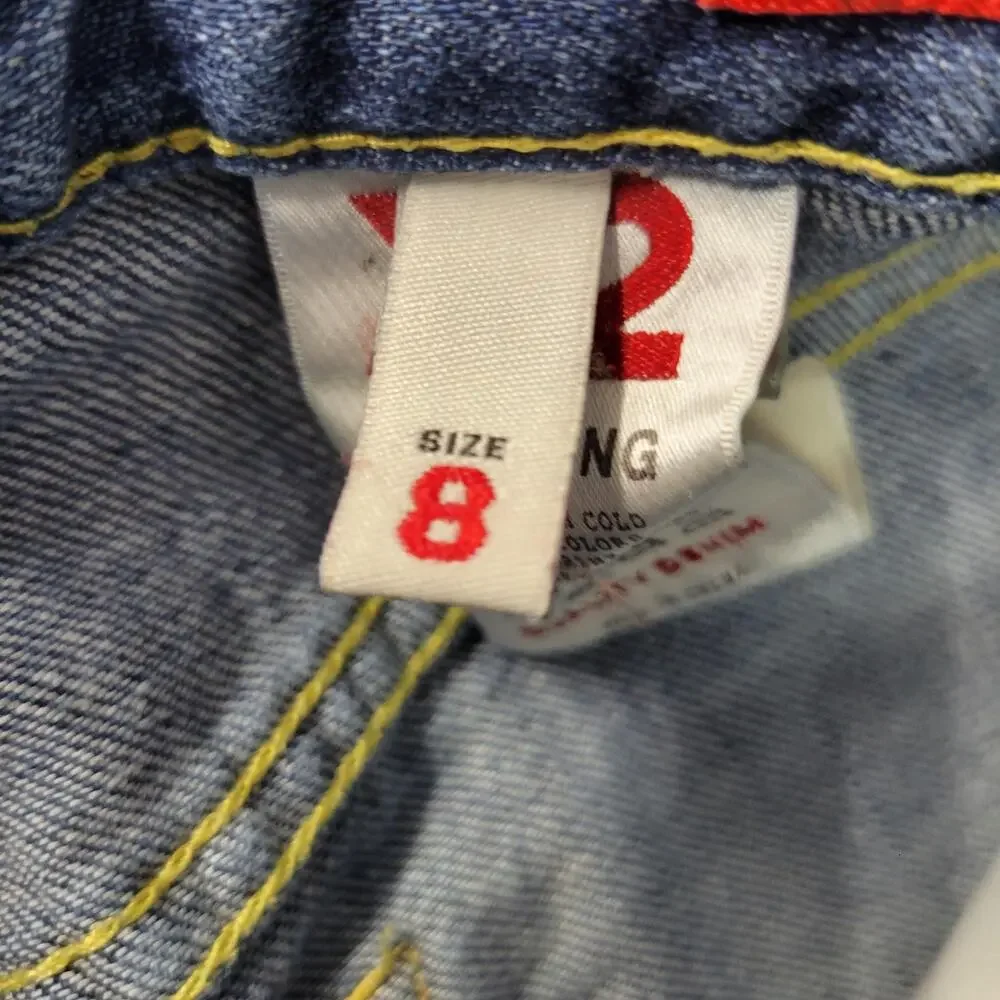 X2 Jeans Womens 8 Blue Mid Rise Stretch Straight Leg Embroidered Pockets Denim - Picture 6 of 16